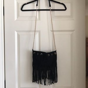 Black crossbody with fringe detail